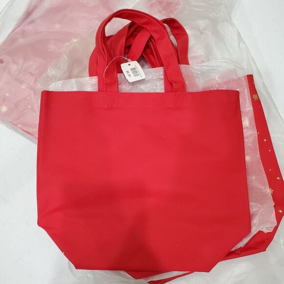 Bath and Body Works Canvas Gift Bag Red with Gold Happy Holidays Double Handle - Picture 3 of 4